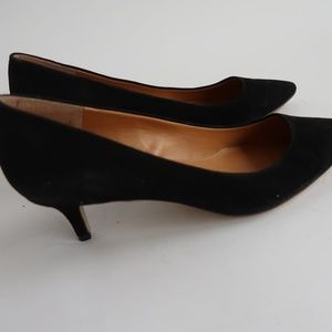 J CREW Black Suede Pointed Kitten Heels
